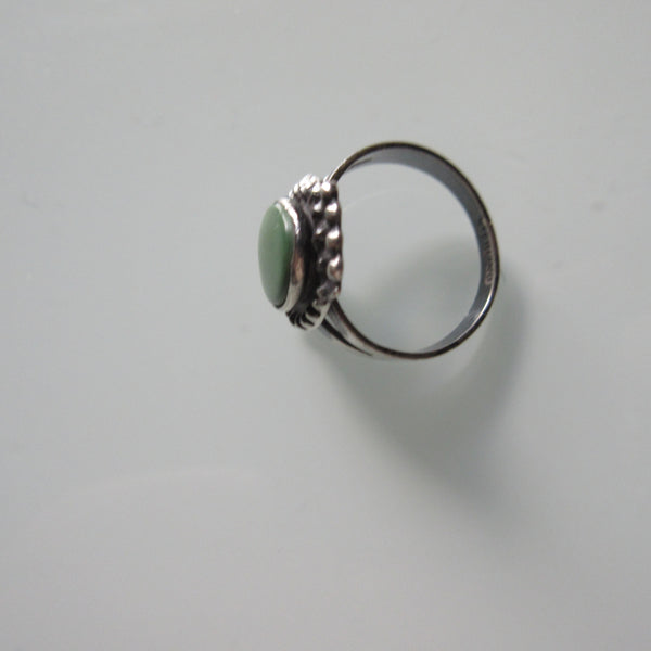 Oval Green Turquoise & Sterling Ring