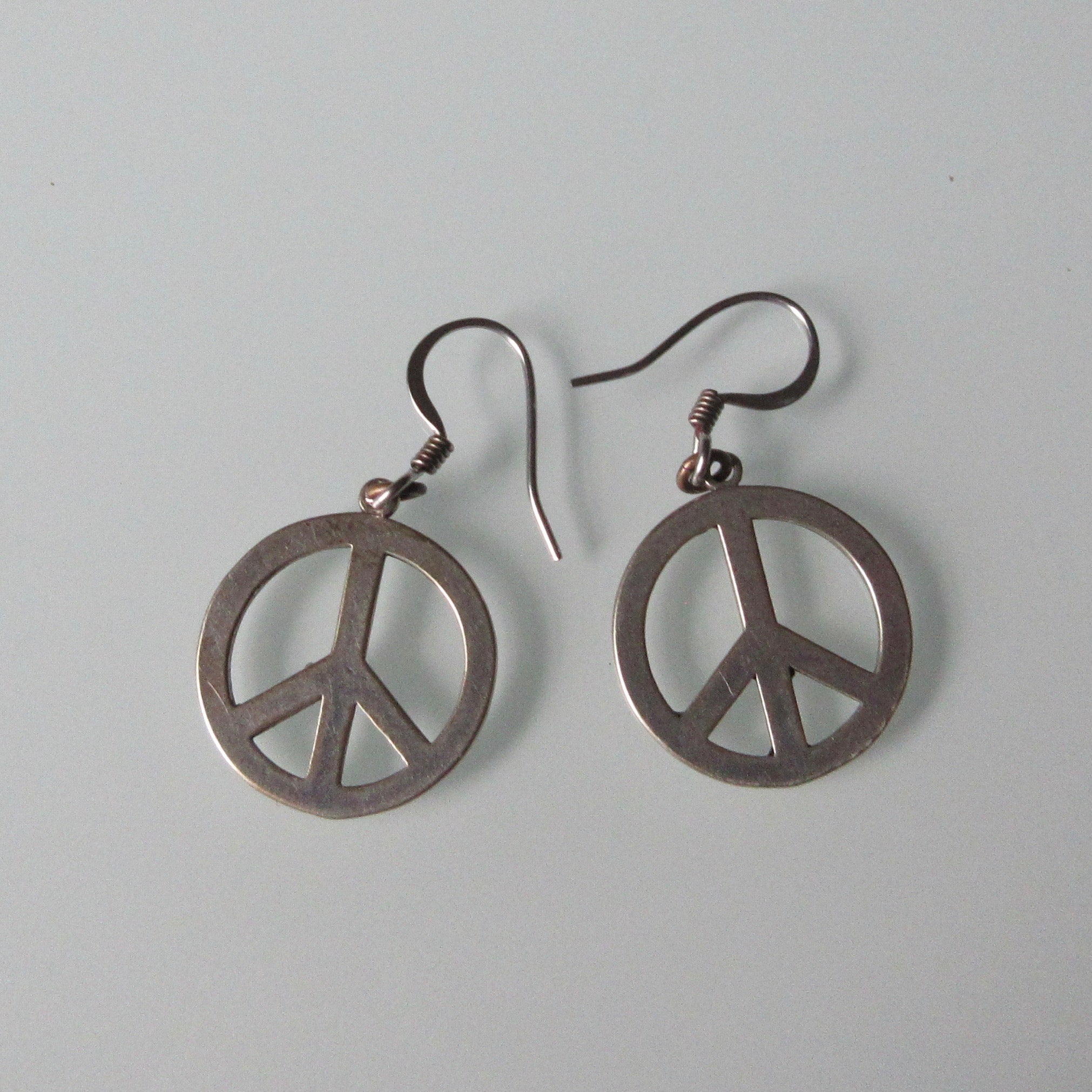 Peace Sign Sterling Silver Earrings