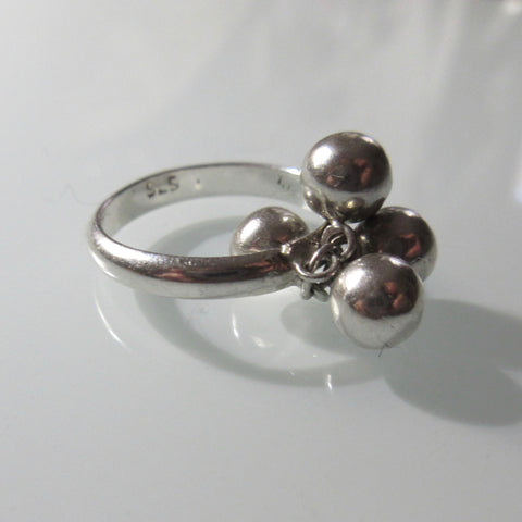 Sterling Silver Ring with Dangle balls