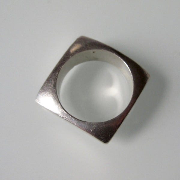 Contemporary Sterling Silver Square Ring