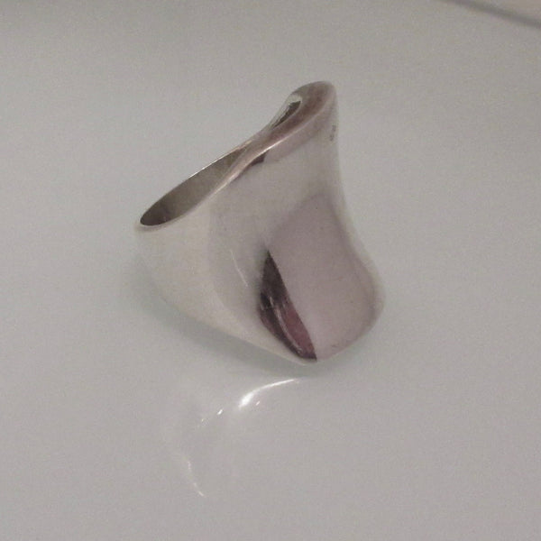 Sterling Silver Concave Rectangular Ring