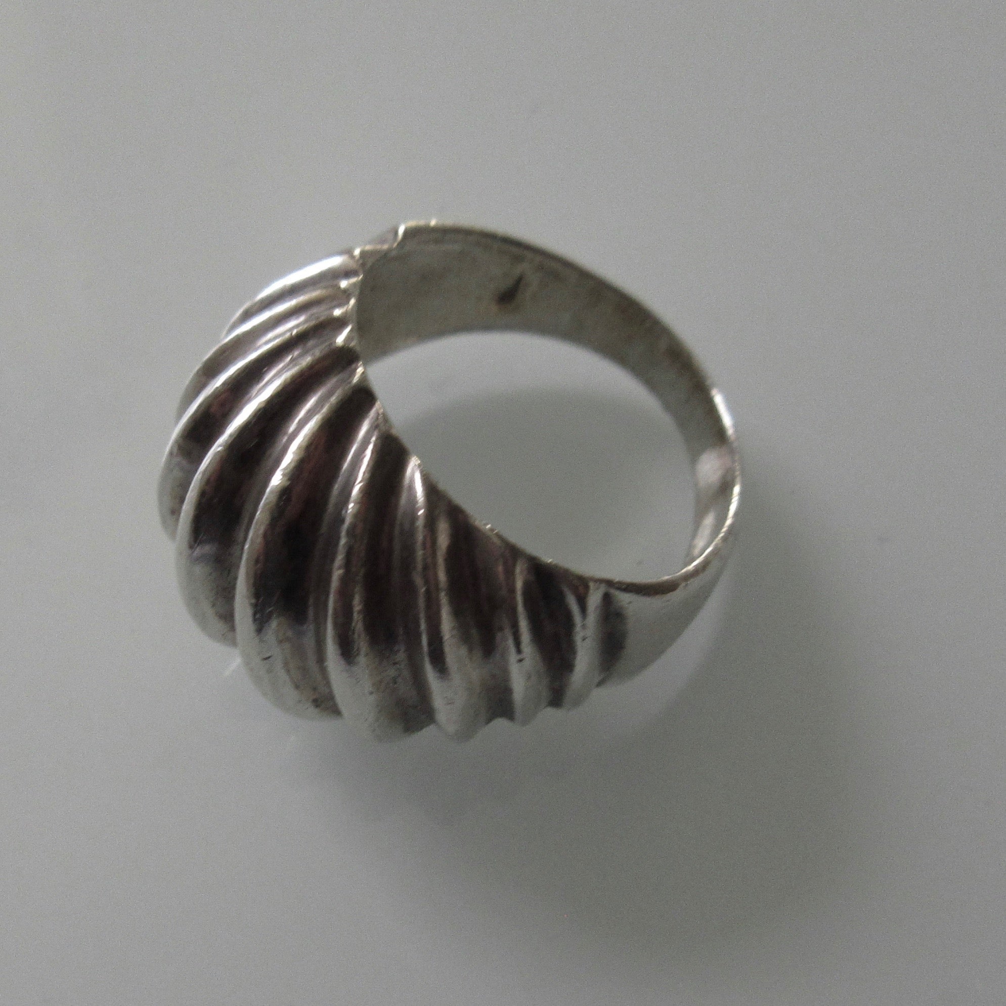 Modernist Raised Ridge Domed Sterling Silver Ring