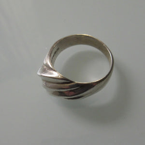Modernist Raised Ridged Mexican Sterling Silver Ring