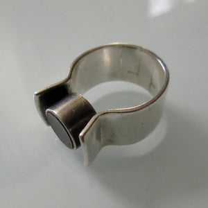 Modernist Sterling Silver with Inset Stone Ring