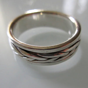 Vintage Sterling Silver Band Ring with Braid Detail