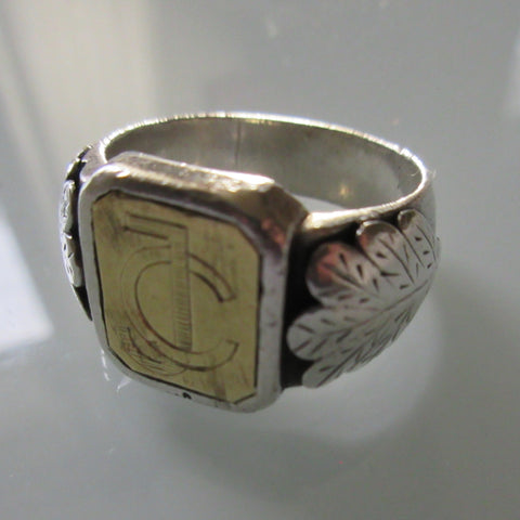 Vintage Sterling Silver Signet Ring Etched