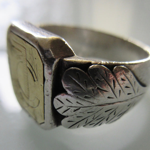 Vintage Sterling Silver Signet Ring Etched