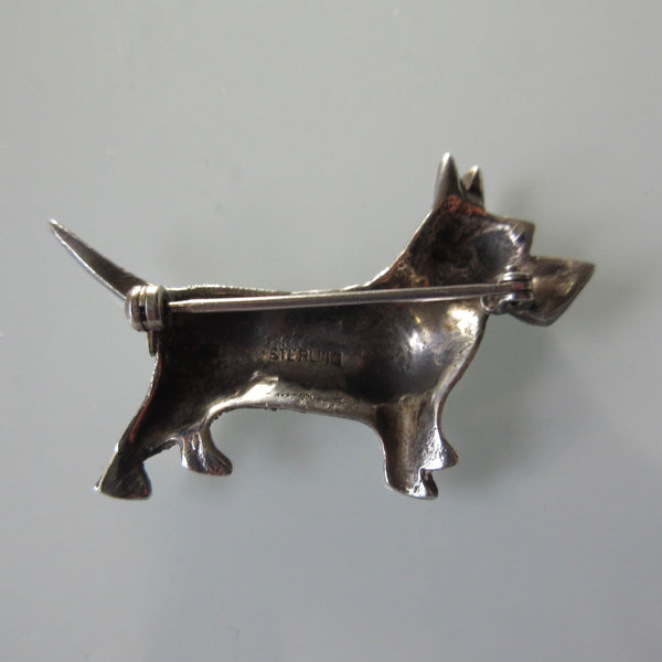 Vintage Scottie Dog Sterling Silver Brooch Pin