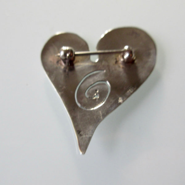 Polished Silver Heart Brooch Pin