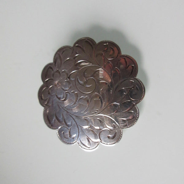 Vintage Etched Sterling Silver Brooch