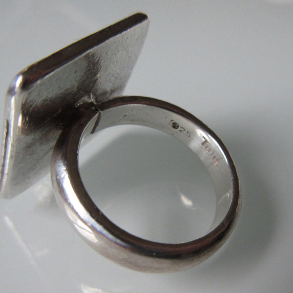 Contemporary Textured Square Sterling Silver Ring