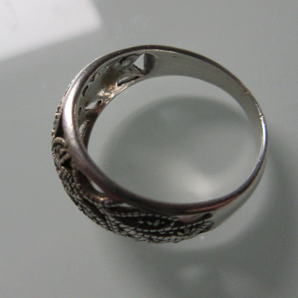 Vintage Marcasite Rounded Sterling Silver Ring