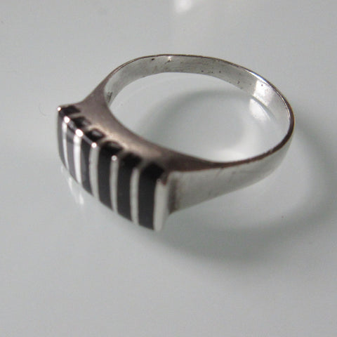 Vintage Bars Onyx Sterling Silver Ring