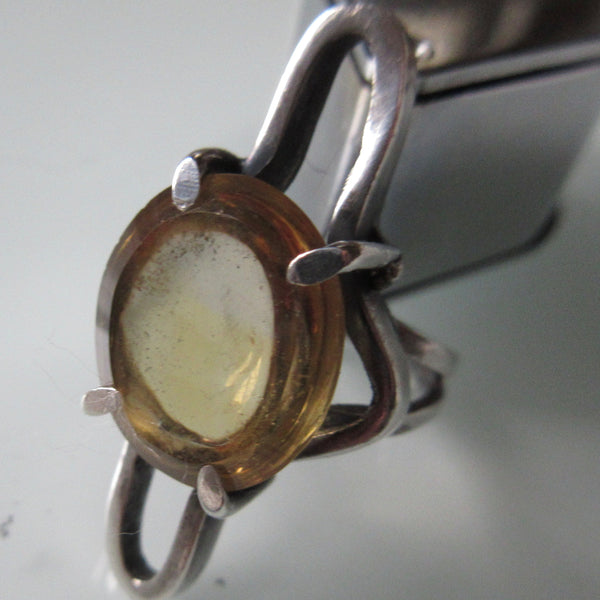 Modernist Silver and Citrine Ring