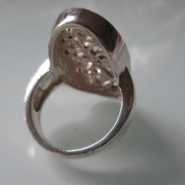 Oval Sterling Silver Open Floral Ring