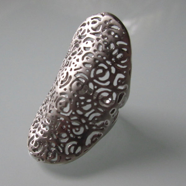 Contemporary Sterling Silver Open Lace Ring