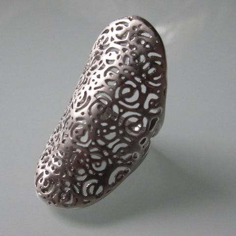 Contemporary Sterling Silver Open Lace Ring