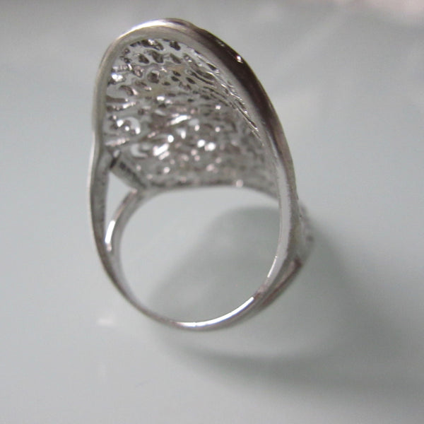 Contemporary Sterling Silver Open Lace Ring