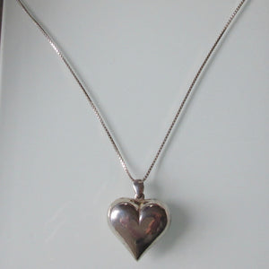 Vintage Heart Pendant on New Sterling Chain