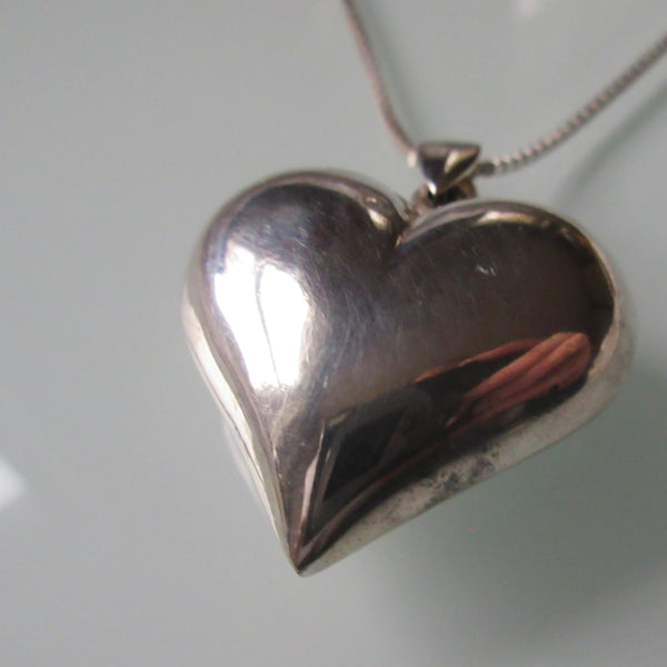 Vintage Heart Pendant on New Sterling Chain