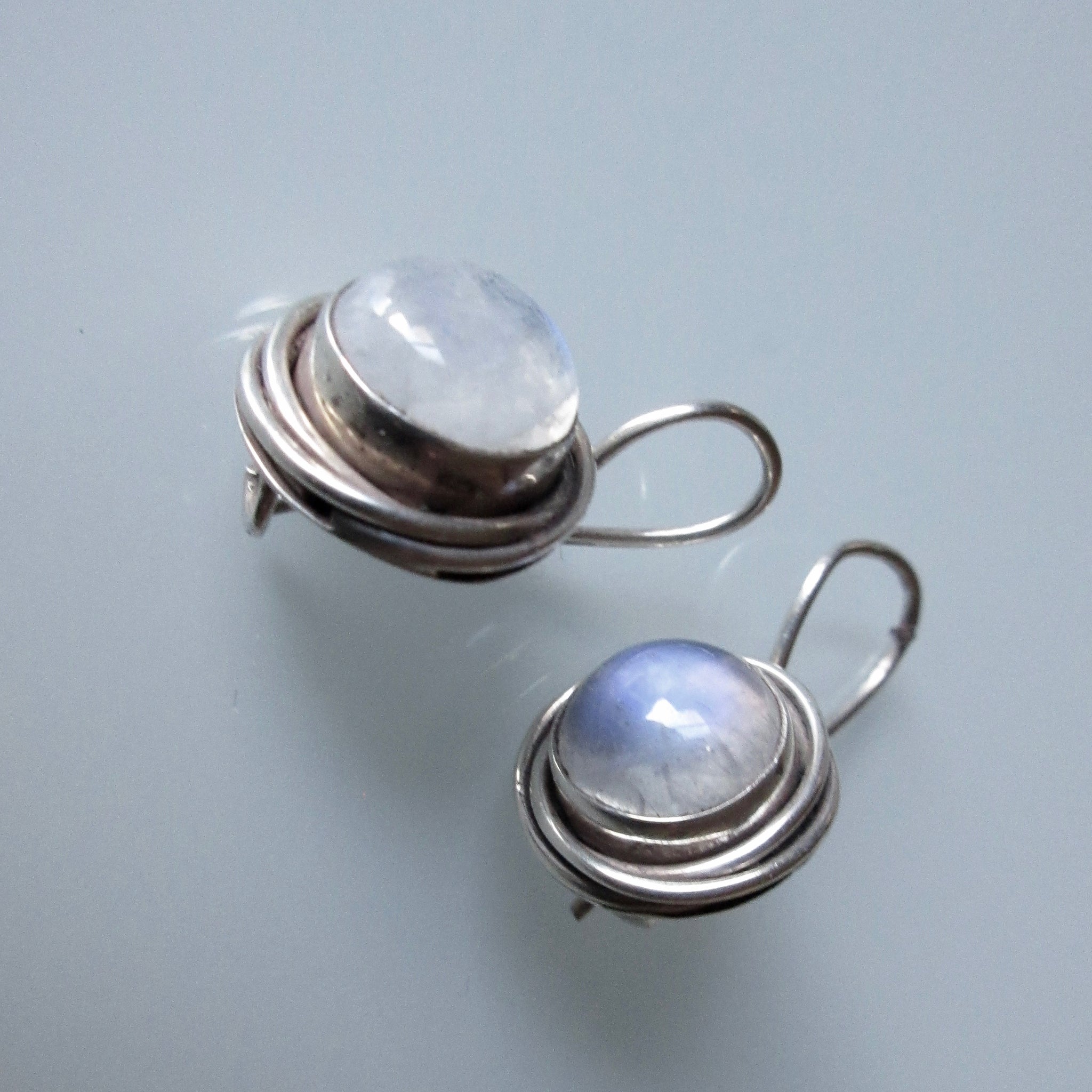 Sterling Silver Moonstone Circle Earrings