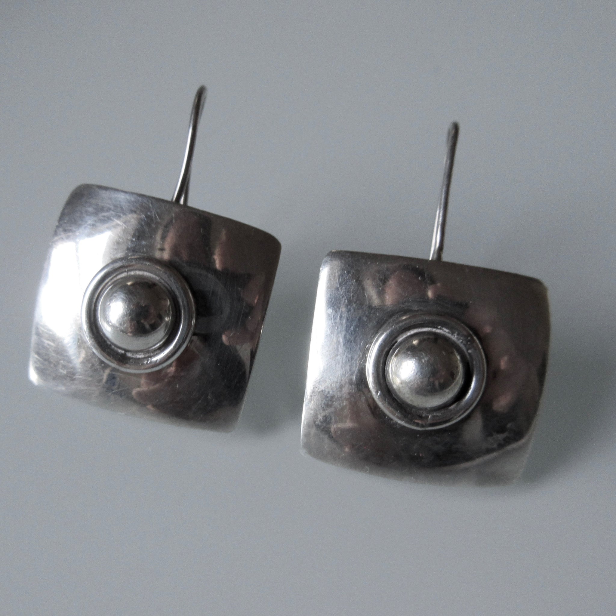 Vintage Square Sterling Silver Earrings Mexican