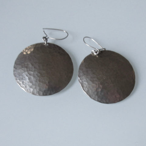 Hammered Sterling Silver Circle Earrings