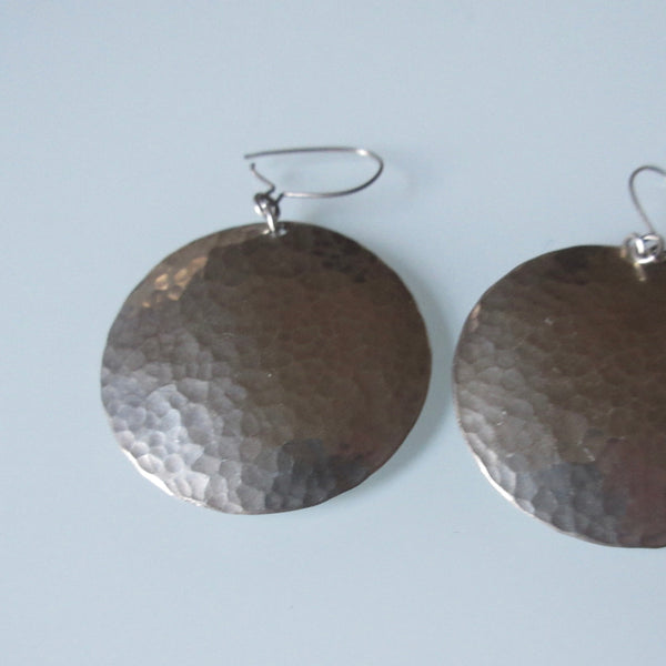 Hammered Sterling Silver Circle Earrings