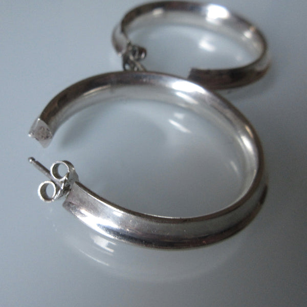 Geometric Sterling Silver Hoop Earrings
