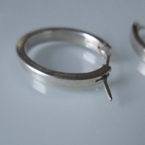 Oval Contemporary Sterling Silver Hoop Earrings