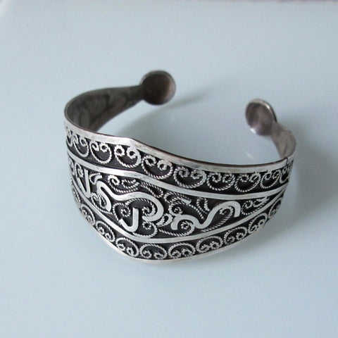Tribal Sterling Silver Cuff With Filigree