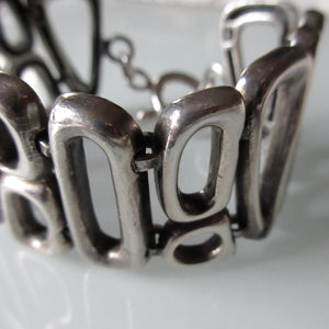 Mid Century Modern Sterling Silver Hinged Bracelet
