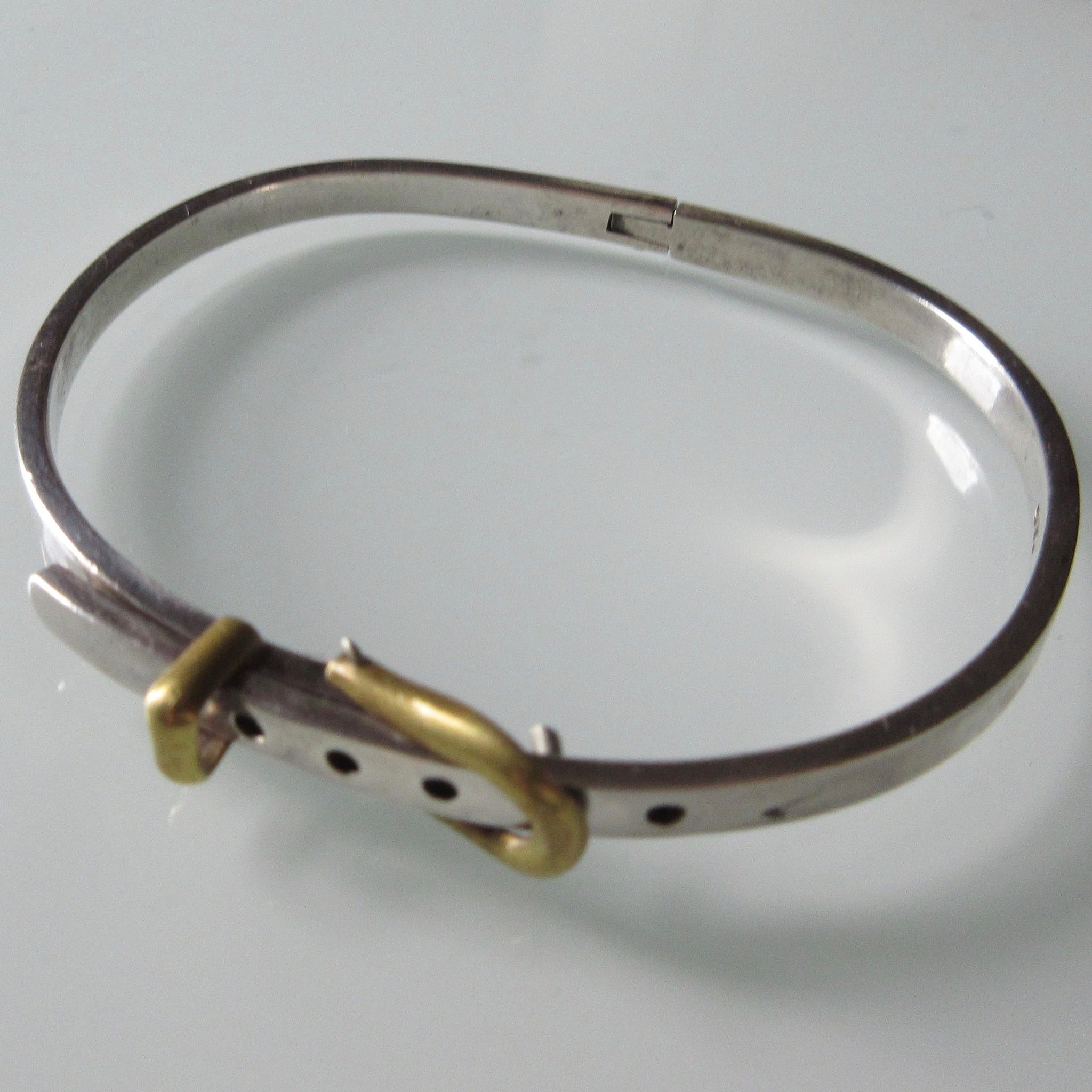 Brass Buckle Sterling Silver Bangle Bracelet