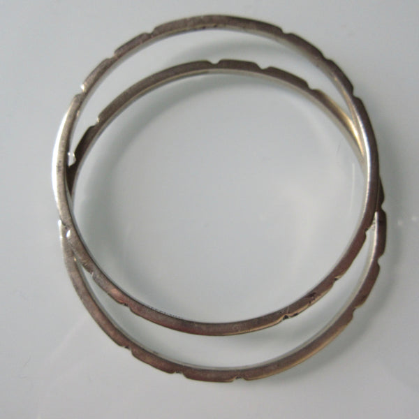 Pair Textured Sterling Silver Bangles
