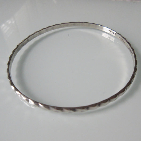 Vintage Triangle Pattern Mexican Sterling Silver Bangle