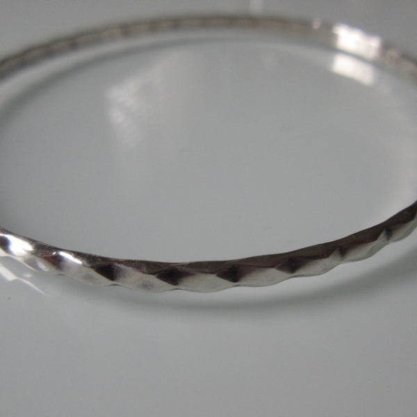 Vintage Triangle Pattern Mexican Sterling Silver Bangle