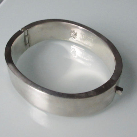 Bold Hinged Mexican Sterling Silver Bracelet