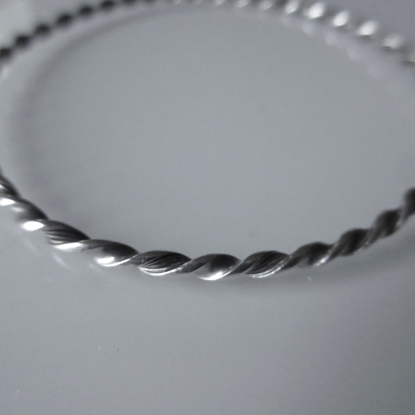 Twist Textured Sterling Silver Bangle