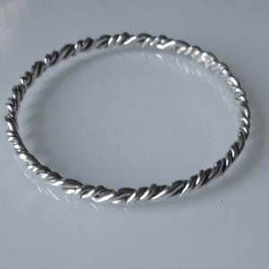 Wrapped Flat Sterling Silver Bangle