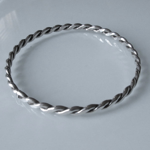 Braided Flat Sterling Silver Bangle