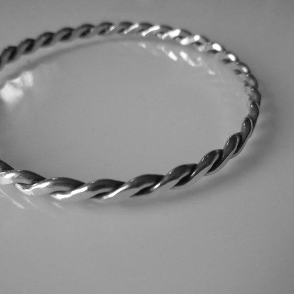 Braided Flat Sterling Silver Bangle