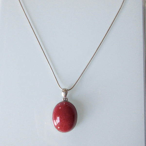 Coral Pendant and Sterling Silver Necklace