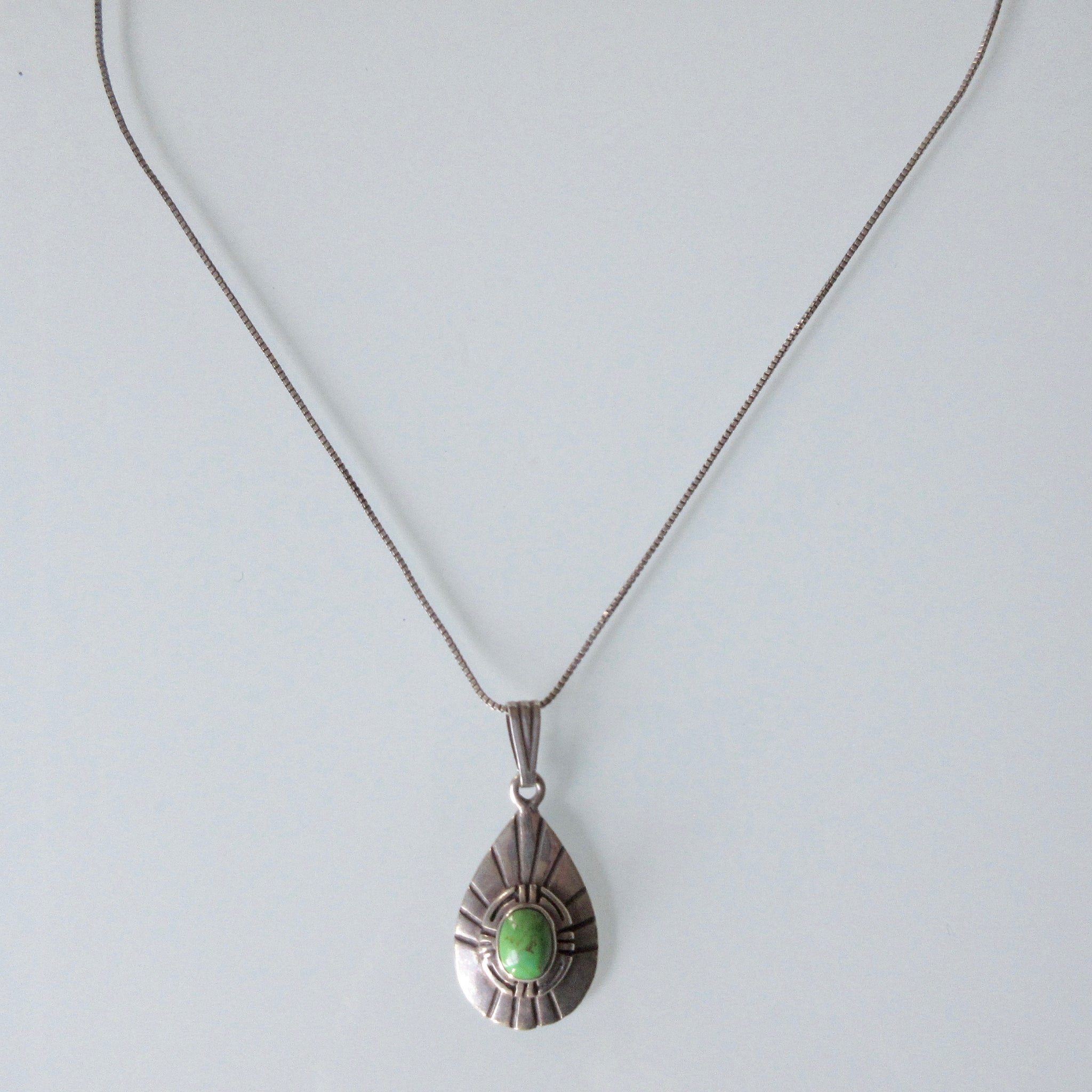 Navajo Turquoise Pendant and Sterling Silver Necklace