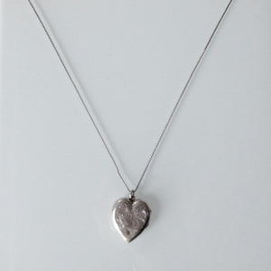 Etched Heart Locket Pendant and Sterling Silver Necklace Birks