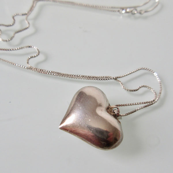 Heart Pendant and Sterling Silver Necklace Flat Chain