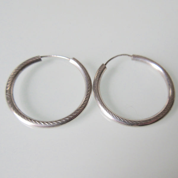 Etched Sterling Silver Hoop Earrings