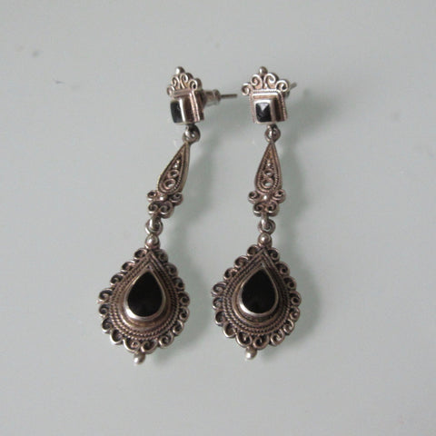 Delicate Filigree Dangle Sterling Silver Earrings