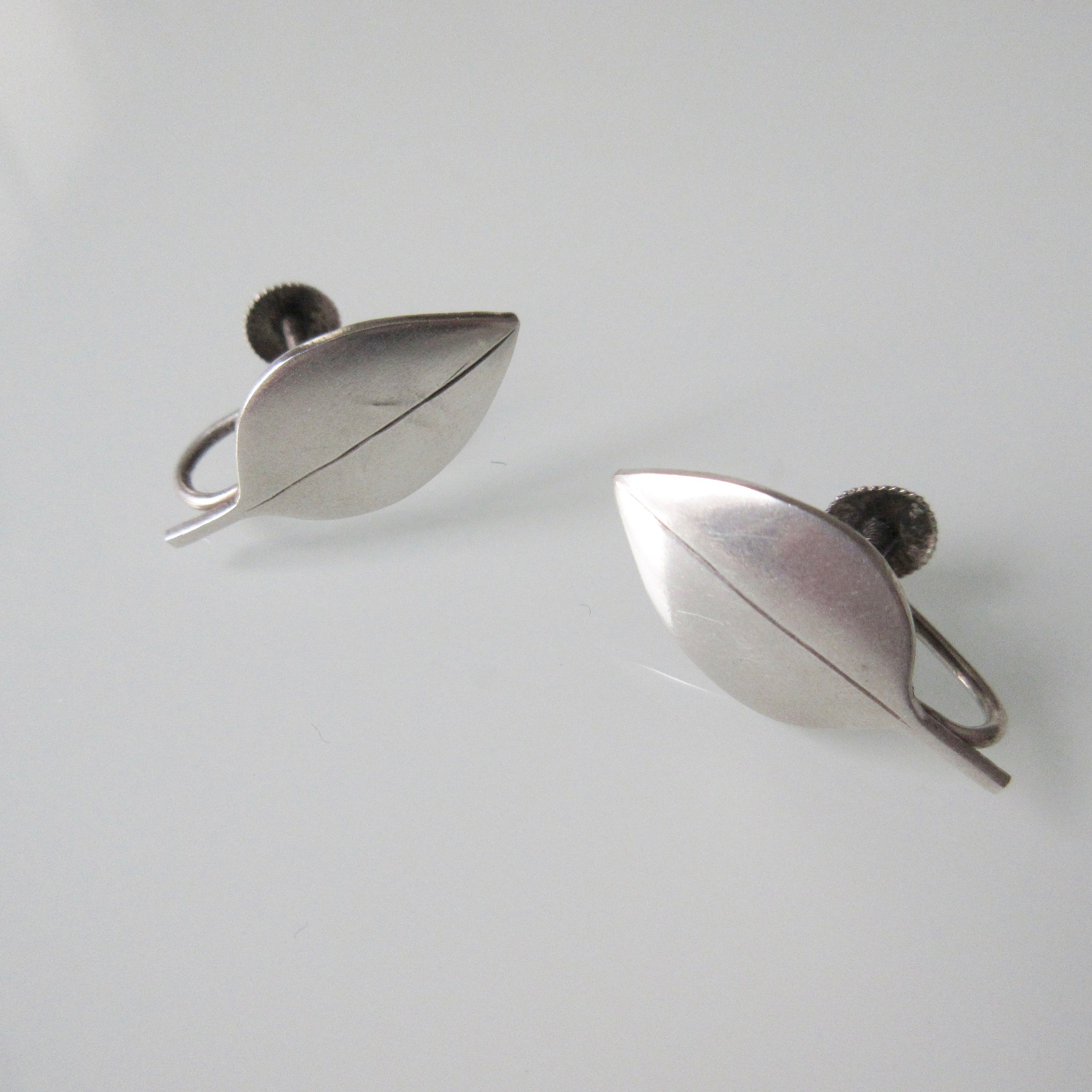 Modernist Leaf Sterling Silver Earrings