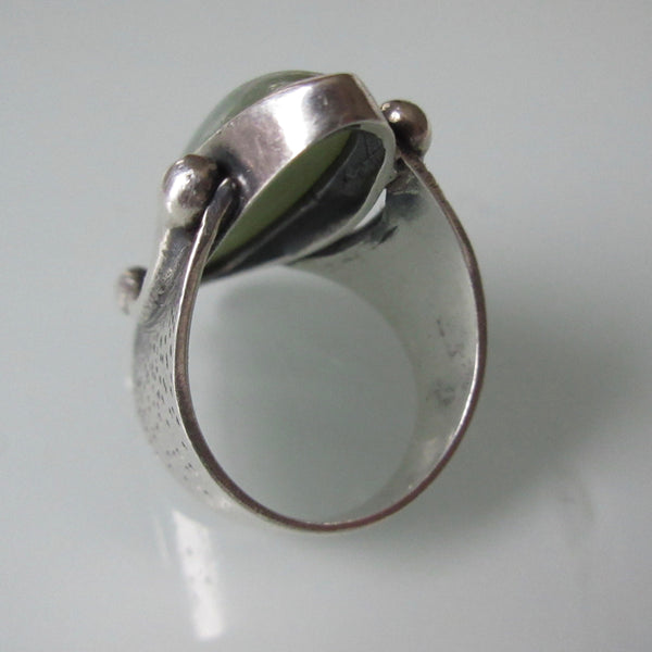 Antique Oblong Jade Sterling Silver Ring