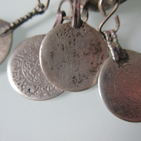 Ethnic Middle Eastern Silver Pendant with Coins